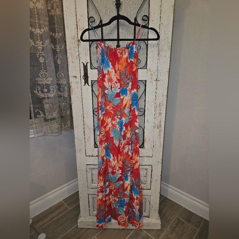 Easel Vibrant Sleeveless Floral Hawaiian Maxi Dress